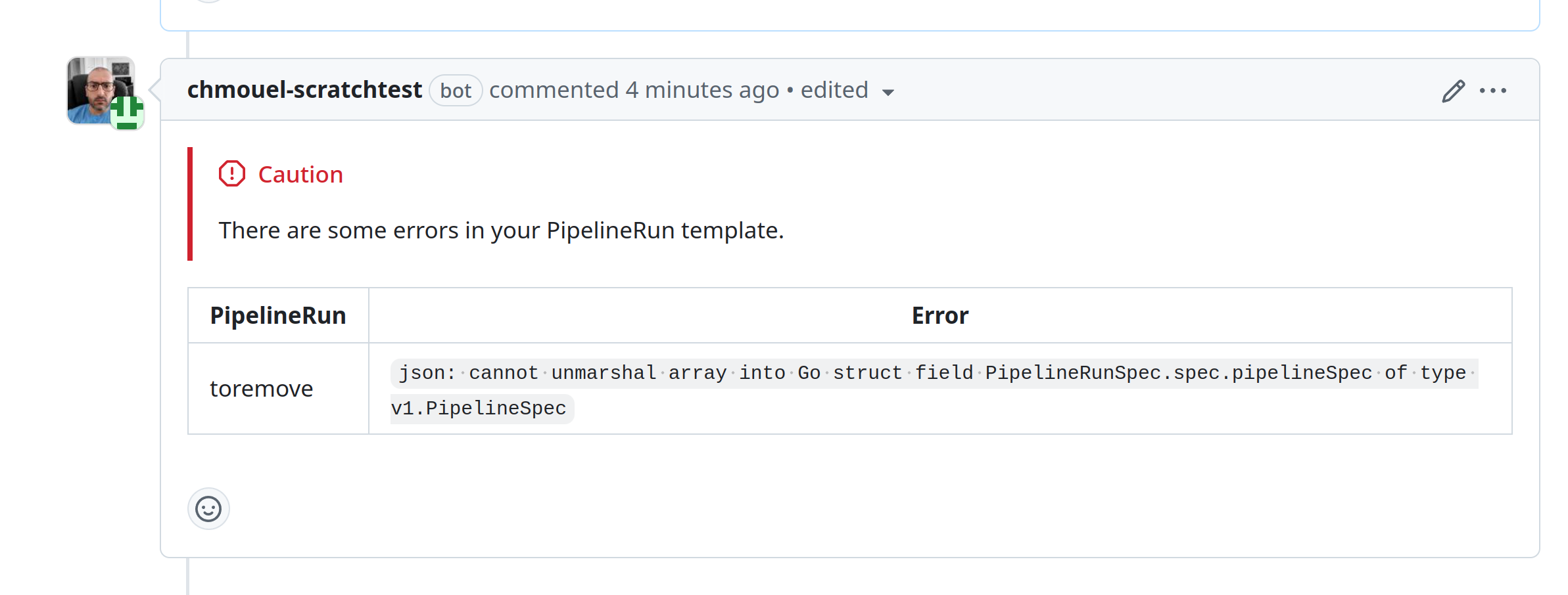 report yaml error as comments